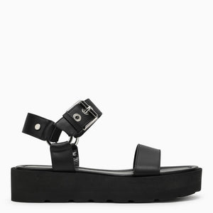 Stylish Black Leather Platform Sandal for Women