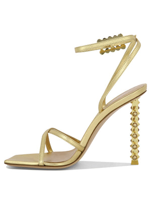 Crystal and Stud Embellished Heel Criss-Cross Sandals for Women