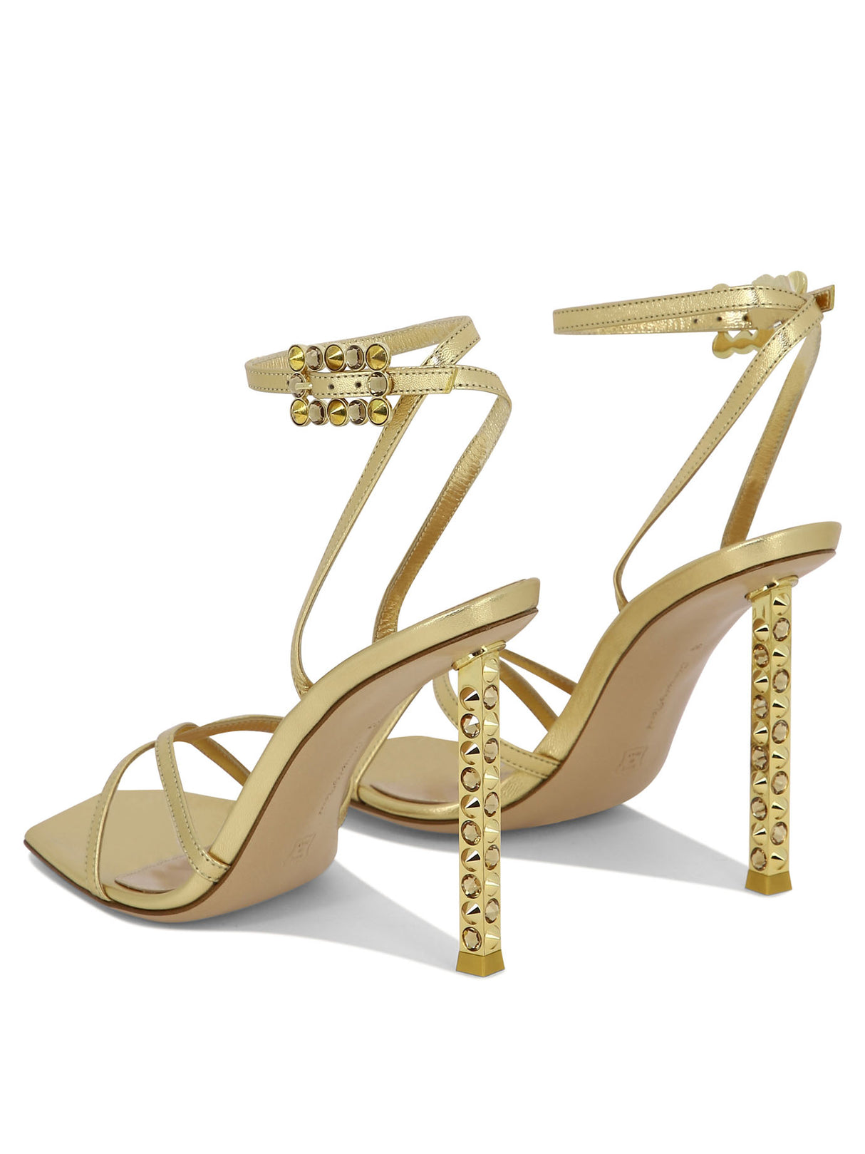 Crystal and Stud Embellished Heel Criss-Cross Sandals for Women