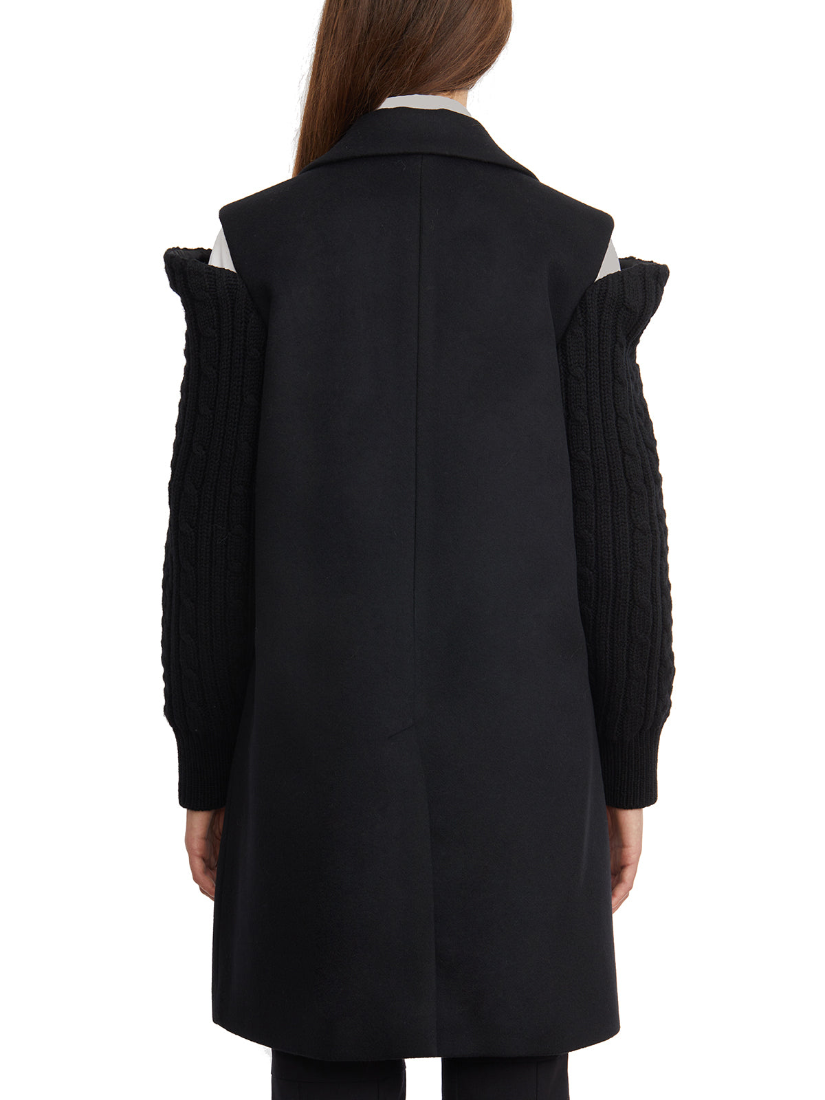 COMME DES GARÇONS Black Wool Jacket with Open Shoulder and Front Pockets