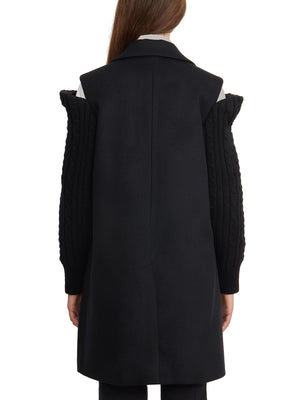 COMME DES GARÇONS Black Wool Jacket with Open Shoulder and Front Pockets