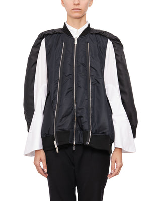 Oversize Black Bomber with Front Zip and Side Pockets