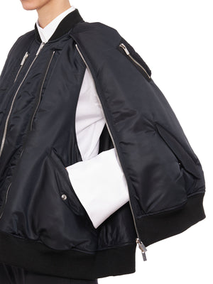 Oversize Black Bomber with Front Zip and Side Pockets