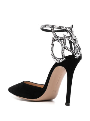 GIANVITO ROSSI Sophisticated Black Crystal Pumps