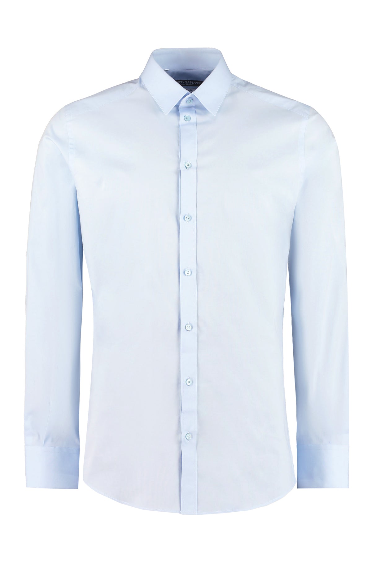 DOLCE & GABBANA Blue Stretch Poplin Shirt for Men