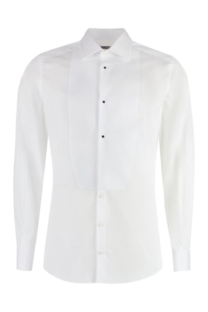 White Poplin Tuxedo Shirt for Men