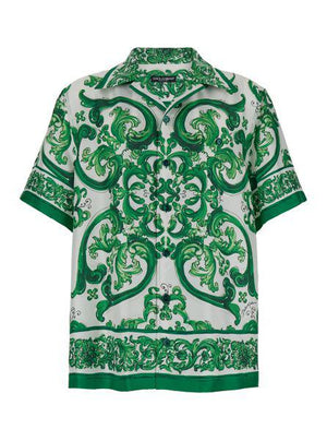 DOLCE & GABBANA Elegant Green and White Striped Shirt