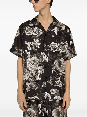 DOLCE & GABBANA Monochrome Floral Silk Shirt