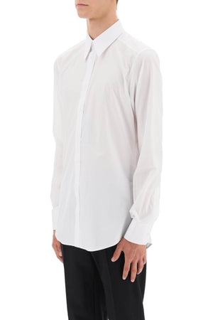 Men's Classic Cotton Shirt with Rounded Hem and Ribbed Trimming