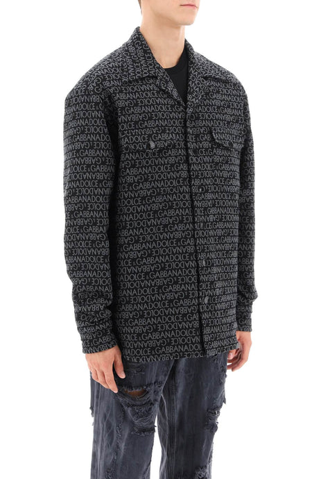 DOLCE & GABBANA Men's Padded Overshirt with Jacquard Logo Motif - FW23 Collection