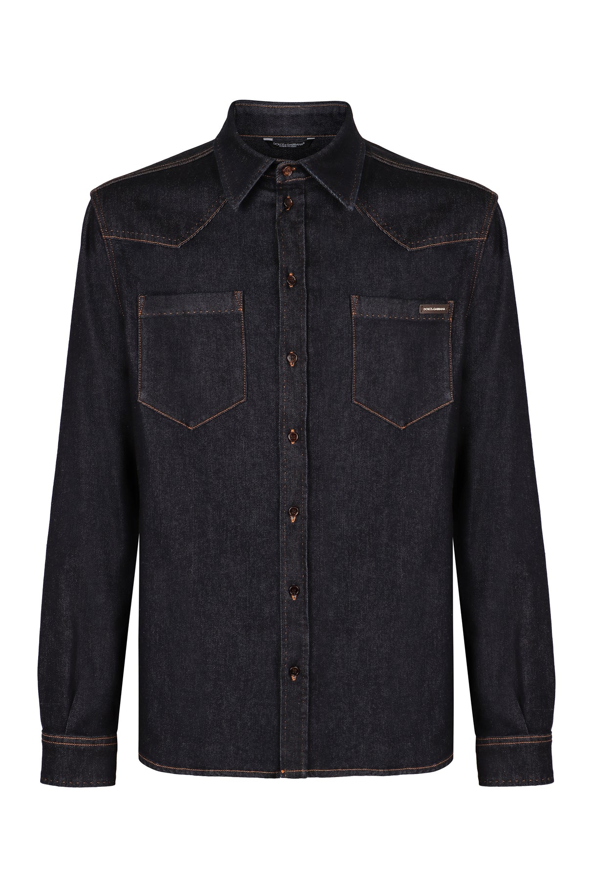 DOLCE & GABBANA Men's Signature Denim Shirt with Logo Detail