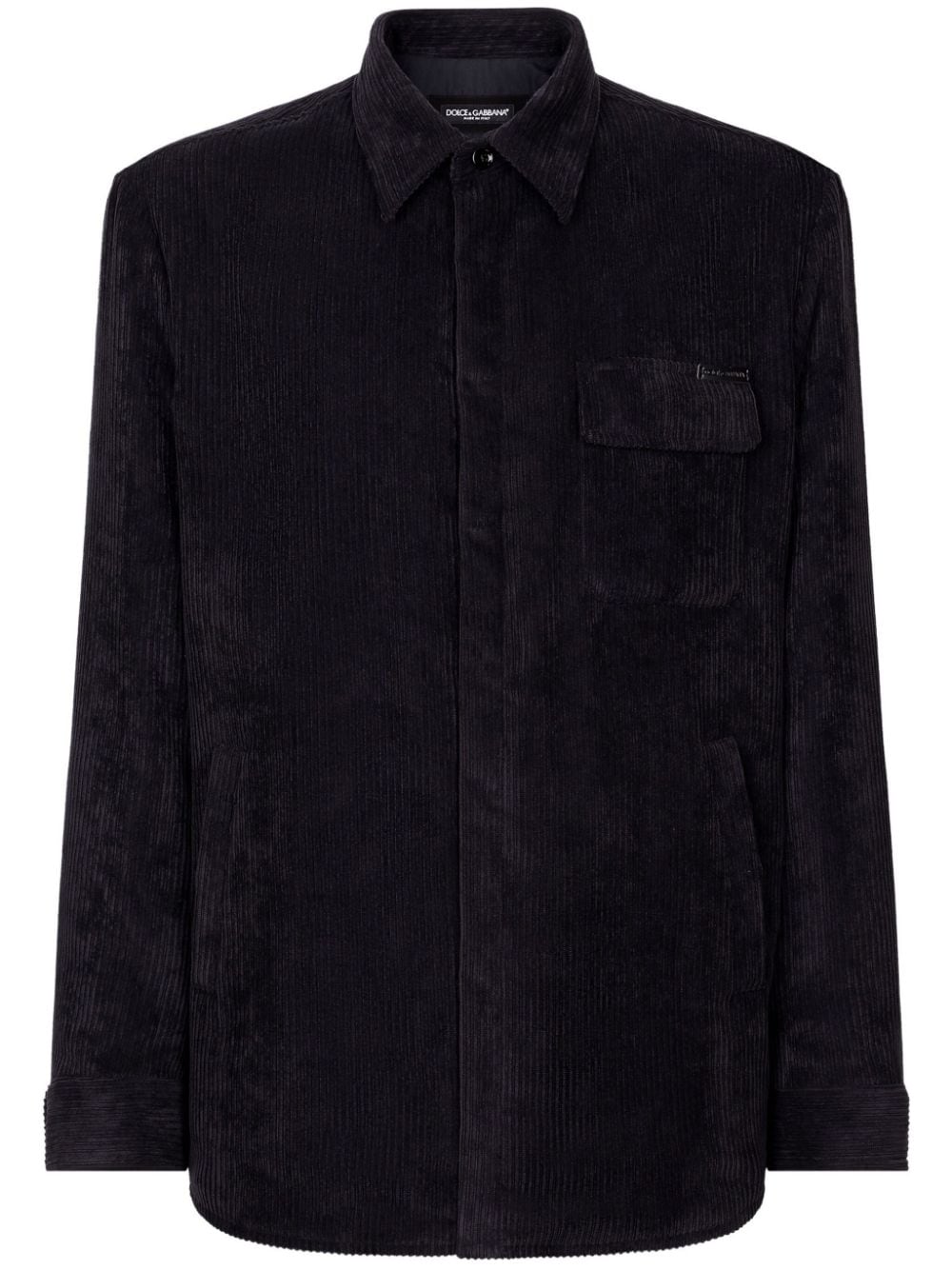 DOLCE & GABBANA Men's Mini Black Stretch Corduroy Button-Up Shirt