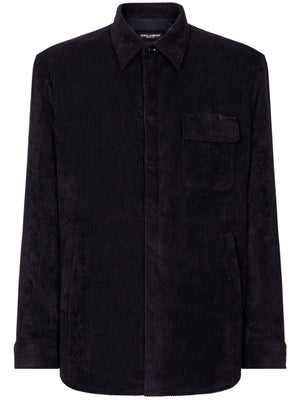 DOLCE & GABBANA Men's Mini Black Stretch Corduroy Button-Up Shirt