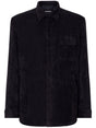 DOLCE & GABBANA Men's Mini Black Stretch Corduroy Button-Up Shirt