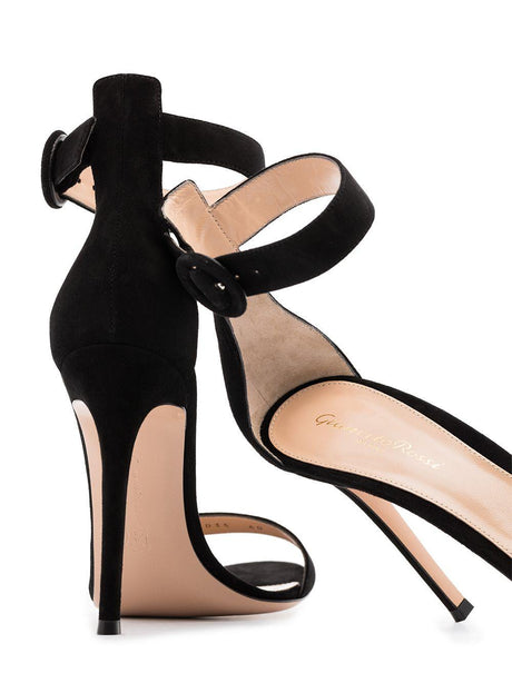 Black Calf Leather Portofino Sandals for Women