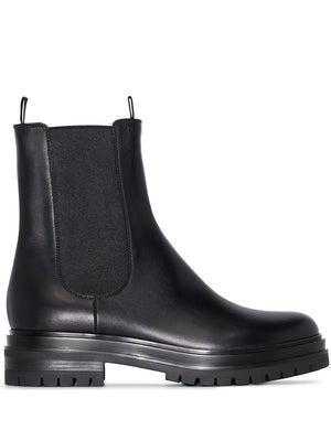 GIANVITO ROSSI Black Leather Chelsea Boots for Women