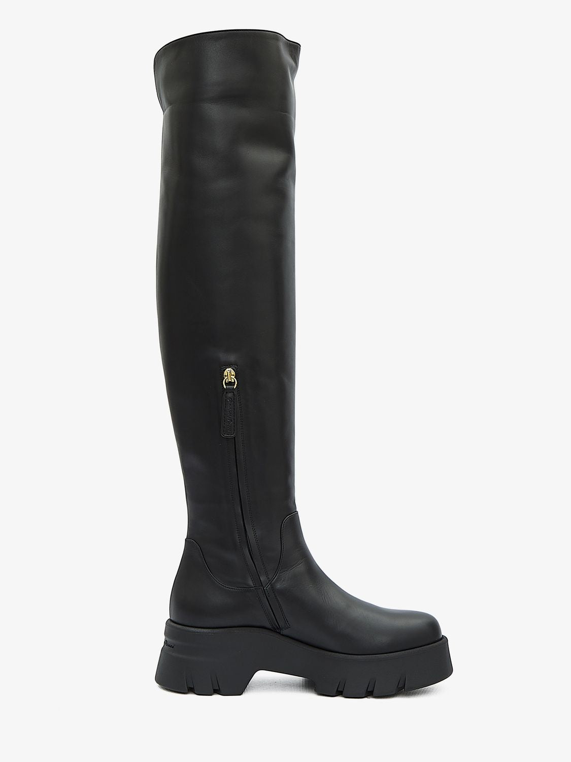 GIANVITO ROSSI Black Leather Thigh-High Boots for Women - FW23 Collection