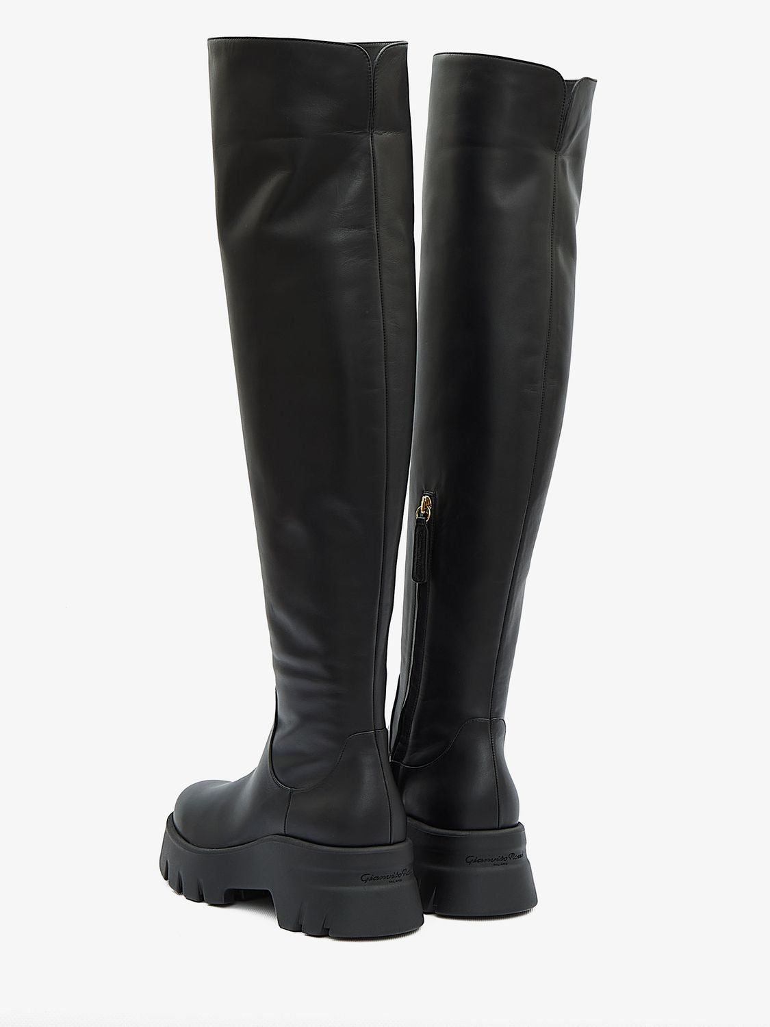 GIANVITO ROSSI Black Leather Thigh-High Boots for Women - FW23 Collection