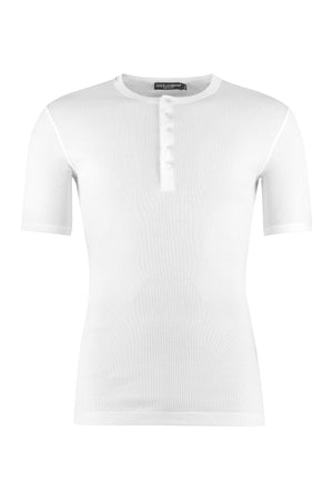 DOLCE & GABBANA White Ribbed Crew-Neck T-Shirt for Men