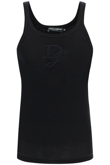 DOLCE & GABBANA Slim Fit Tank Top with DG Embroidery - Size IT 48