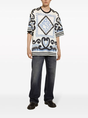 DOLCE & GABBANA Marina Print Silk T-Shirt for Men