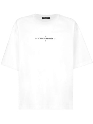 DOLCE & GABBANA Optical White Logo Cotton Tee - Men's Short Sleeve Crew Neck