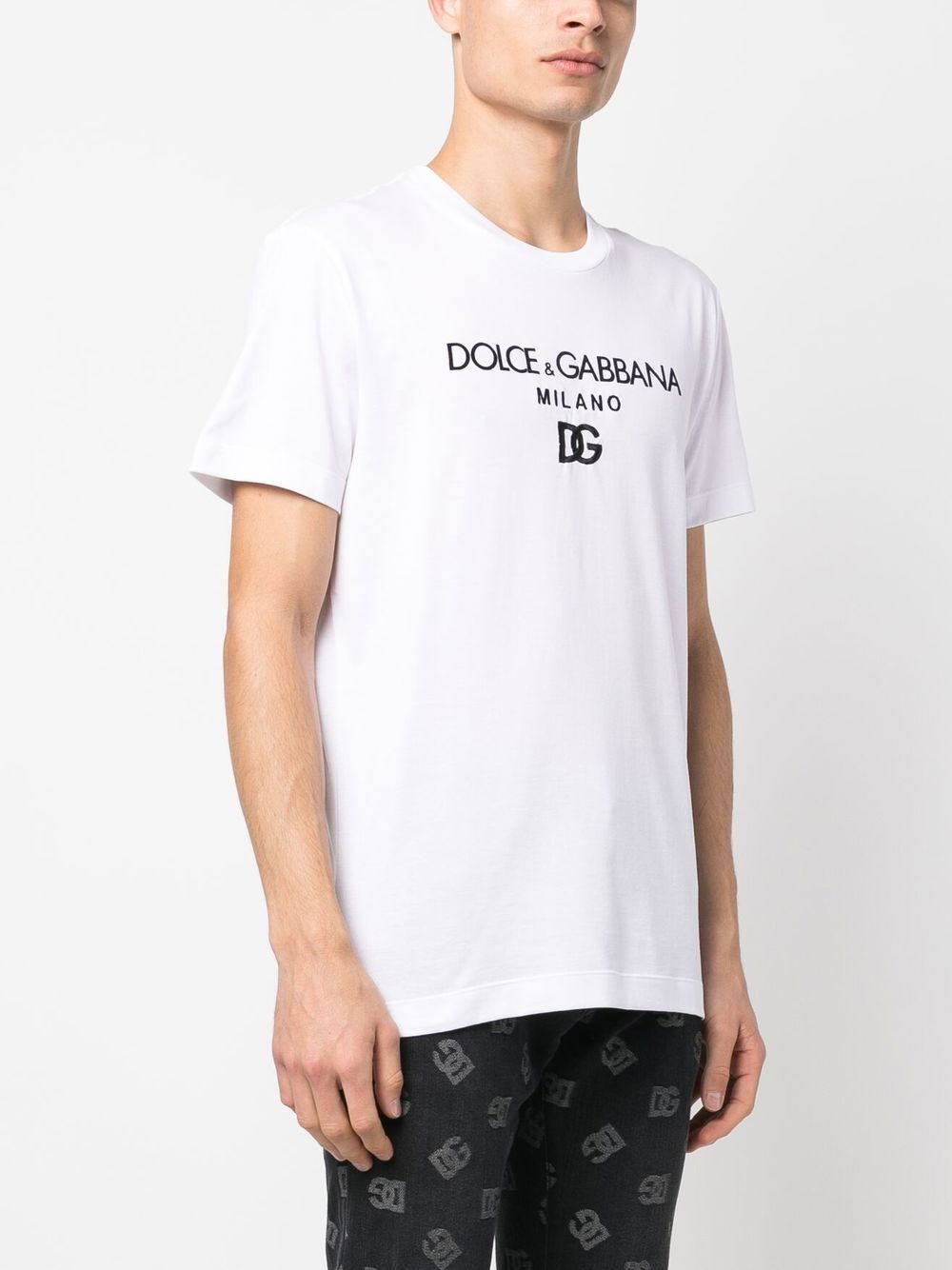 DOLCE & GABBANA Iconic Embroidered Logo Cotton Tee