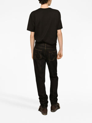 DOLCE & GABBANA Embroidered Logo Cotton T-Shirt for Men in Black - FW23