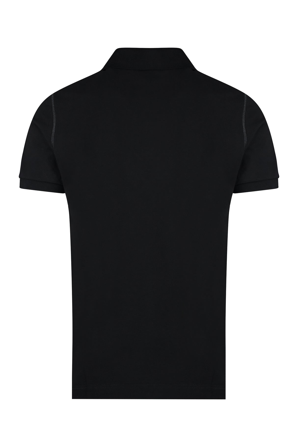 DOLCE & GABBANA Men's Black Cotton Polo Shirt with Side Slits