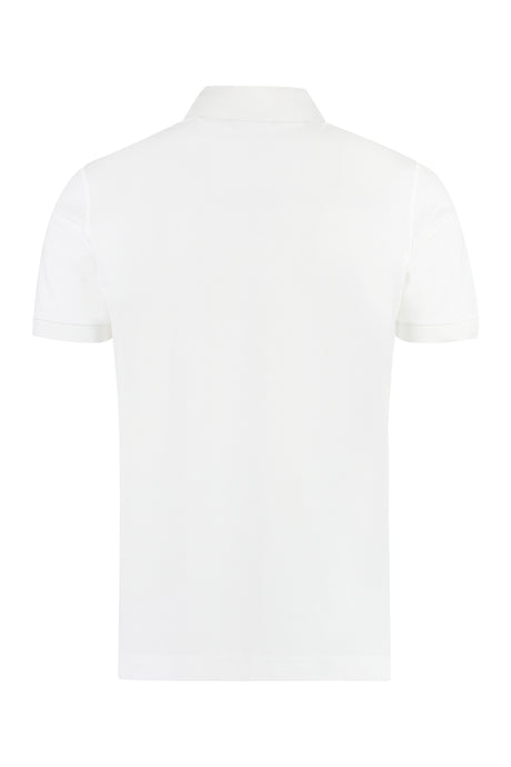 DOLCE & GABBANA Men's White Cotton Polo Shirt with Front Logo Patch and Ribbed Collar & Sleeves