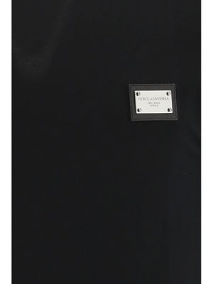 DOLCE & GABBANA Classic Black Cotton T-Shirt for Men with Iconic Logo Patch