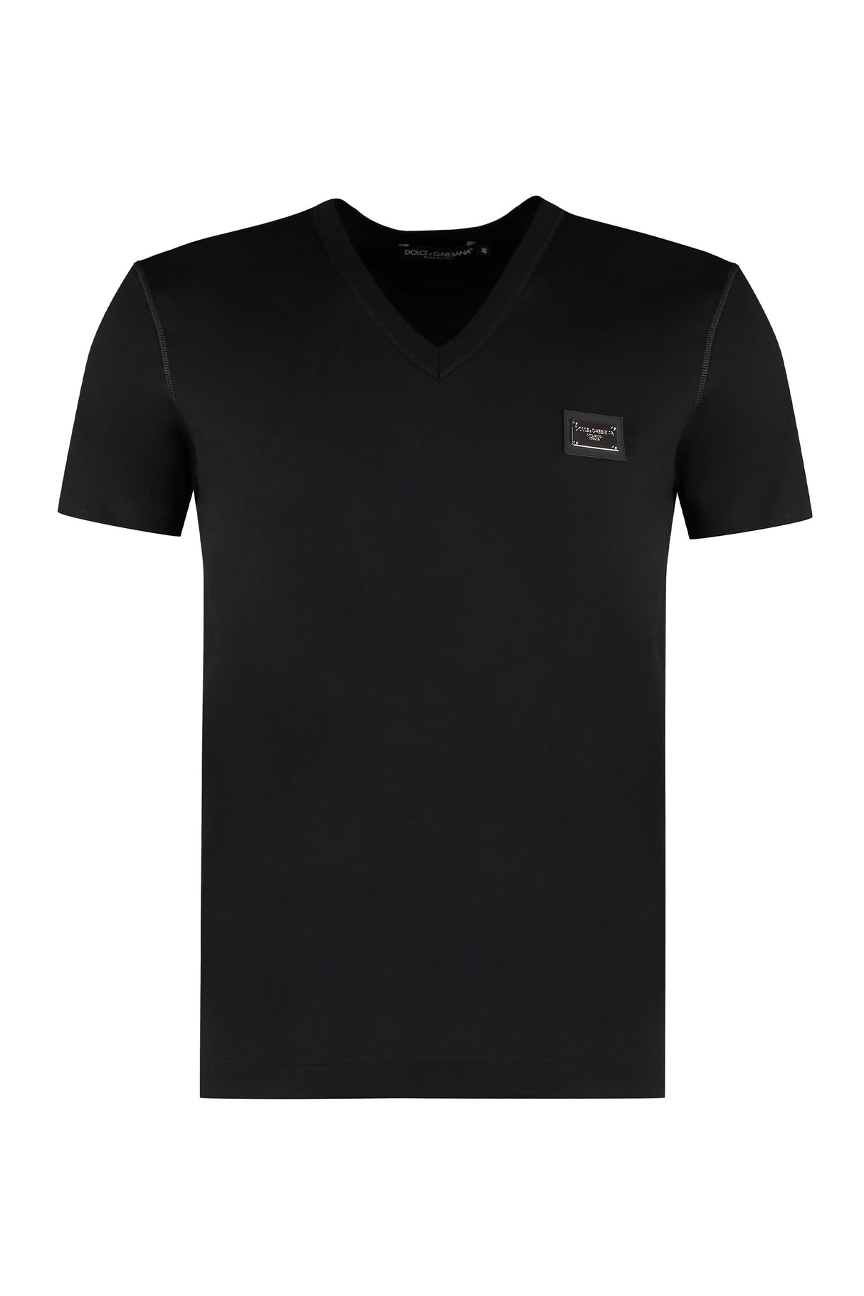 DOLCE & GABBANA Men's Black V-Neck T-Shirt for SS24