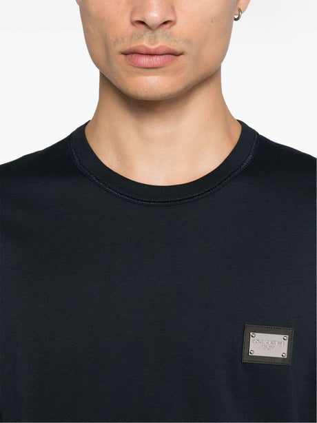 DOLCE & GABBANA Men's Long Sleeve T-Shirt with DG Logo Plaque