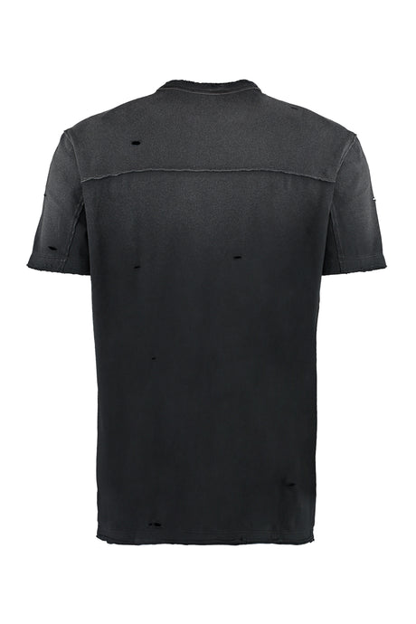 DOLCE & GABBANA Black Cotton T-Shirt with Front Patch Design