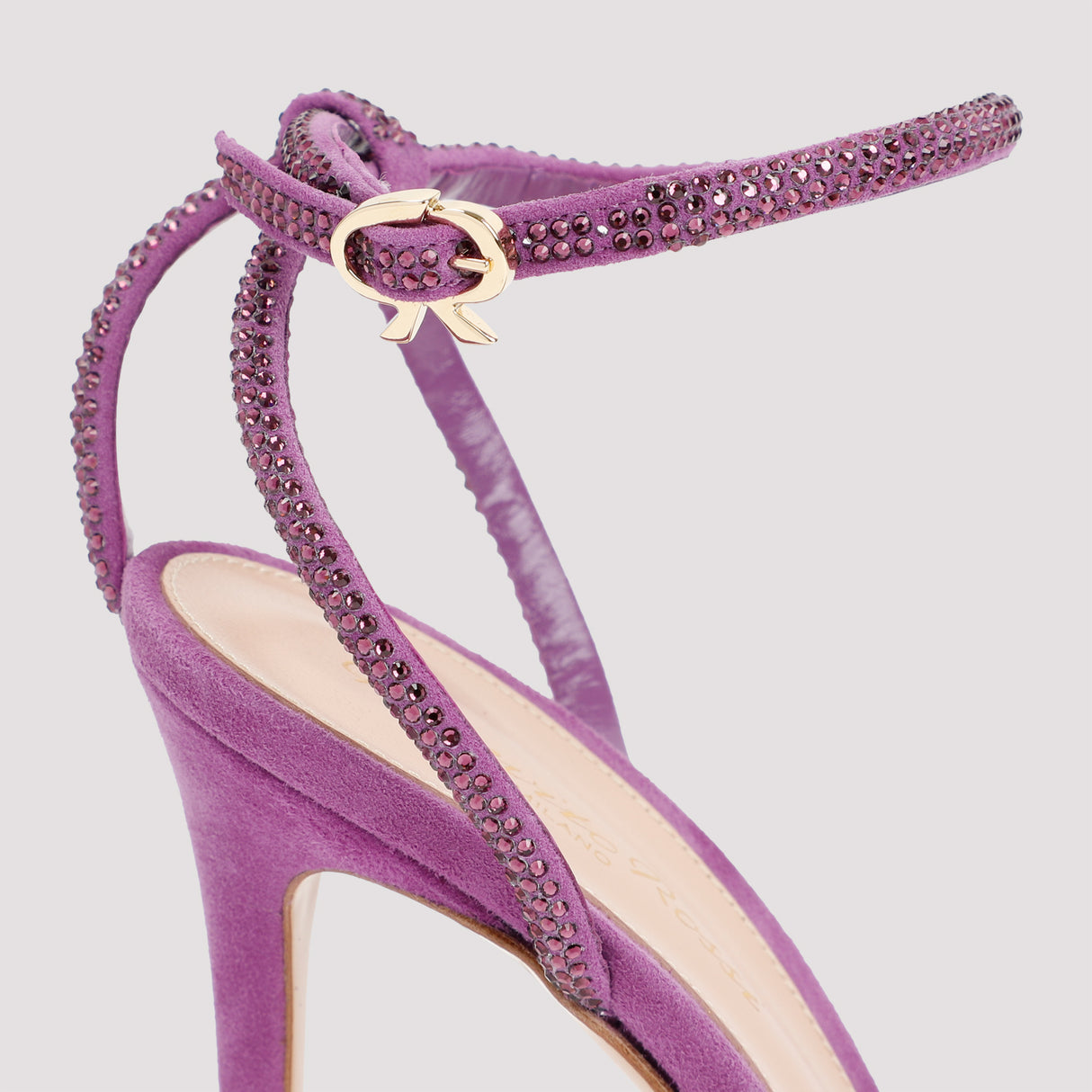 GIANVITO ROSSI Stunning Pink & Purple Sandals with Strass Heel - FW23 Collection