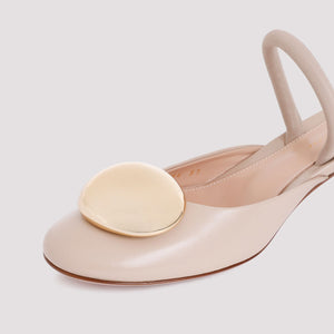 Dép cao gót Slingback bằng da lộn màu nude cao 4.5cm cho nữ - Bộ sưu tập SS24