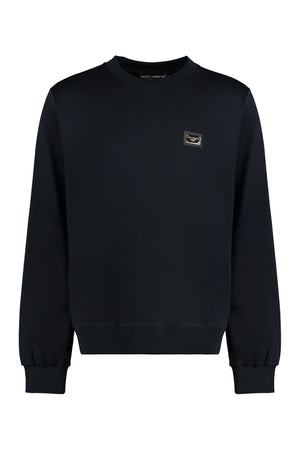 Men's Blue Cotton Crew-Neck Sweatshirt