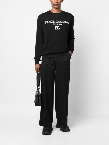 DOLCE & GABBANA ROUND NECK SWEATSHIRT WITH DG Embroidered AND LETTERING