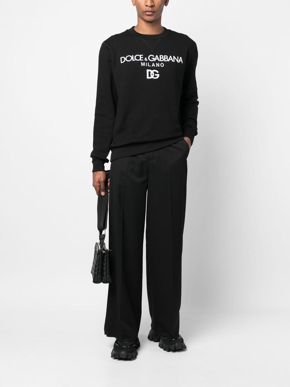 DOLCE & GABBANA Mens Black Sweatshirt with Embroidered DG Logo