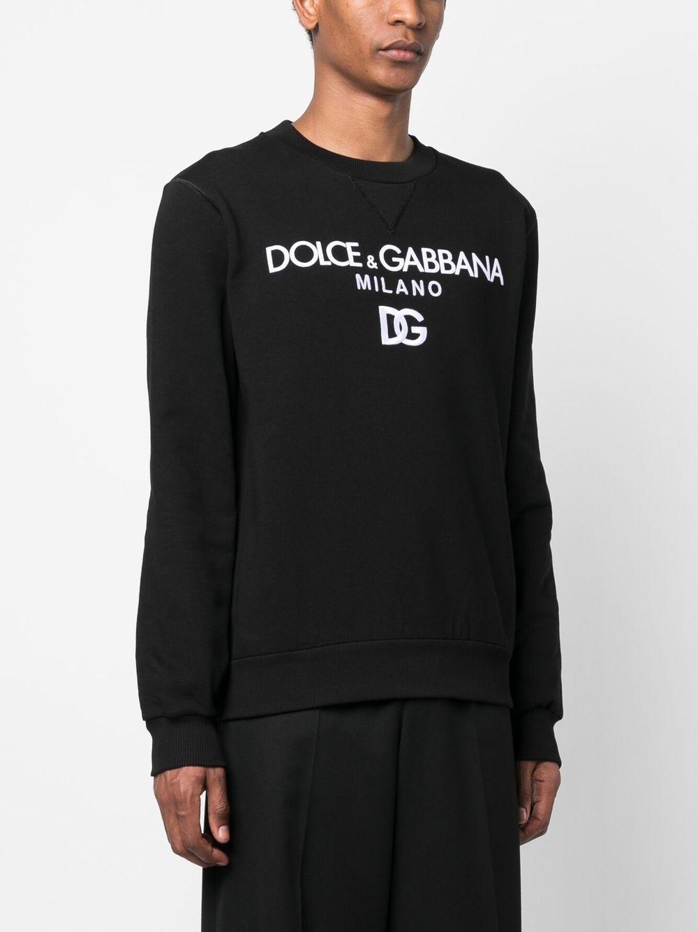 DOLCE & GABBANA Mens Black Sweatshirt with Embroidered DG Logo