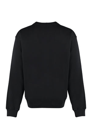 Men's Black Crew-Neck Sweatshirt with Ribbed Edges