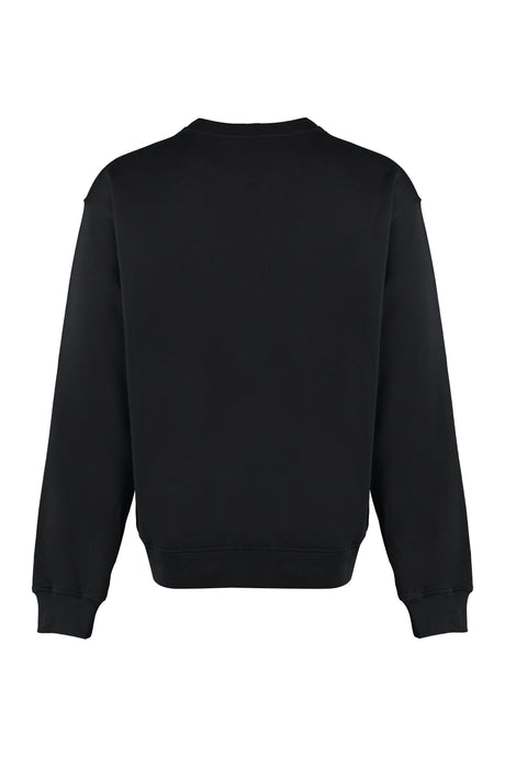 Men's Black Crew-Neck Sweatshirt with Ribbed Edges