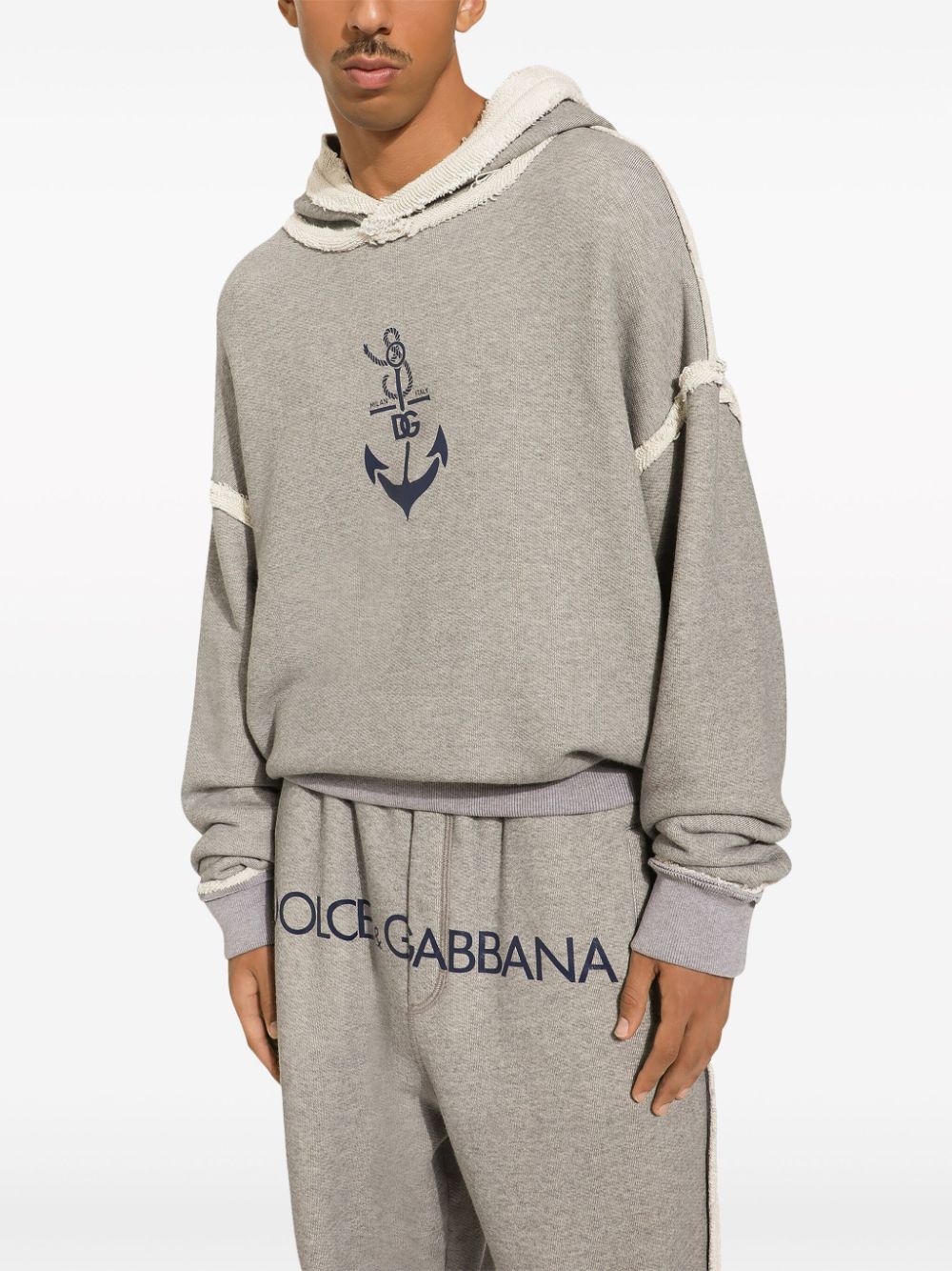 DOLCE & GABBANA Slouchy Hooded Sweater with Contrasting Trim for Men