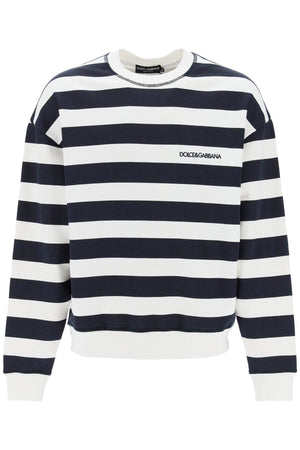 DOLCE & GABBANA Nautical-Inspired Striped Men's Sweatshirt with Embroidered Logo