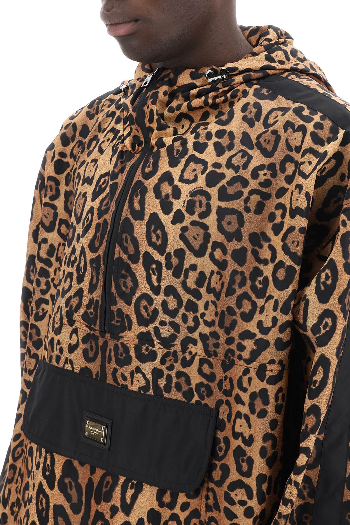 DOLCE & GABBANA Leopard Print Nylon Oversized Anorak for Men