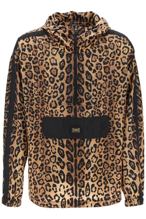 DOLCE & GABBANA Leopard Print Nylon Oversized Anorak for Men