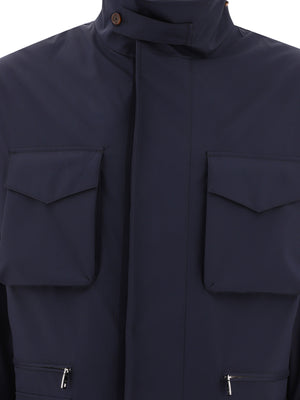 Blue Technical Fabric Safari Jacket for Men