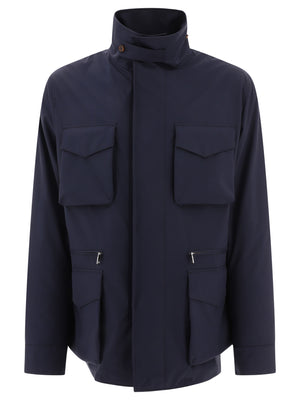 Blue Technical Fabric Safari Jacket for Men