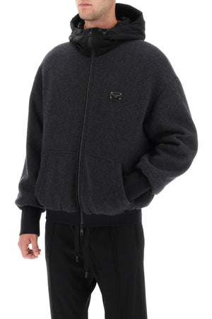 DOLCE & GABBANA Men's Full-Zip Hooded Jacket in Grey for FW23