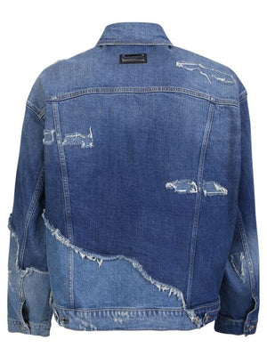 DOLCE & GABBANA Men's Patchwork Blue Denim Jacket for SS23